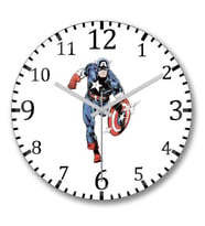 Captain America Splash Art Duvar Saati Bombeli Gercek Cam