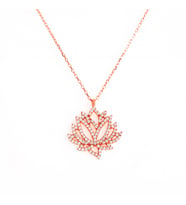 Afrodit Silver Roze Rengi Lotus Çiçegi Gümüş Kolye