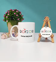 Doktor Hediye Kupa Bardak ve Ahşap Anahtarlık Hediye Seti