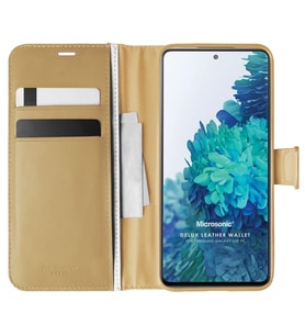 Microsonic Samsung Galaxy S20 FE Kılıf Delux Leather Wallet Gold