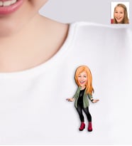 BK Gift Kişiye Özel Karikatürlü Bayan Broş - 6