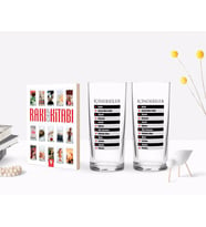 BK Gift Kişiye Özel Renkli Baskılı İçindekiler Tasarımlı İkili Rakı Bardağı ve Rakı Cep Kitabı Hediye Seti-1 (Model 1)