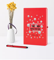 BK Gift Kişiye Özel 365 Mutlu Yeni Gün Temalı Kırmızı Defter Kalem Seti - 1