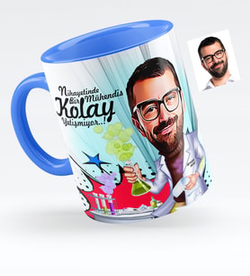 BK Gift Kişiye Özel Bay Kimya Mühendisi Karikatürlü Mavi Kupa Bardak  1