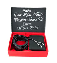 Erkek Siyah Kemer Cüzdan Tesbih (Kapak Notumuz Örnektir.)