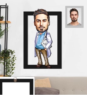 Kişiye Özel Doktor Karikatürlü 3D Ahşap Tablo 30x47 Bay-5