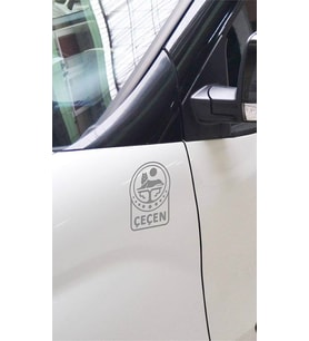 Çeçen Bayrak Araba Sticker  Etiket Gümüş (15 x 11 cm) 2 Adet