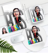 BK Gift Kişiye Özel Bayan Big Boss Karikatürlü Defter Kalem Kupa Mouse Pad Seti-1 (Model 1)