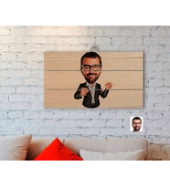 BK Gift Kişiye Özel Amca Karikatürlü Otantik Ahşap Palet Tablo-1