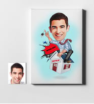 BK Gift Kişiye Özel Bay Gayrimenkul Danışmanı Karikatür Kanvas Tablo 50x70cm 1