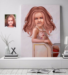 BK Gift Kişiye Özel Kız Çocuk İllüstrasyon Tasarımlı Kanvas Tablo 70x100cm-3