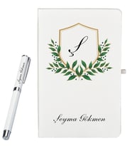 Kişiye Özel Hazırlanmış Hediye Beyaz Defter ve Beyaz Roller Kalem Seti