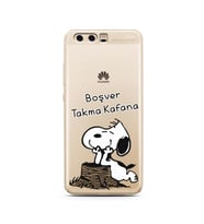 Snoopy Tasarımlı Süper Şeffaf Silikon Telefon Kılıfı Huawei P10 