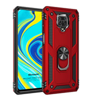 Microsonic Xiaomi Redmi Note 9 Pro Kılıf Military Ring Holder Kırmızı