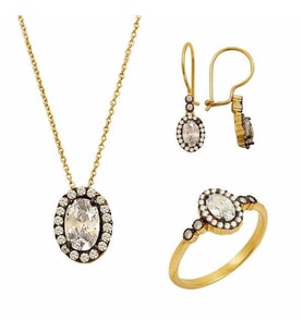 Mini Ay Taşı Set 5,90 Gram 14 Ayar Altın (Çok Renkli)