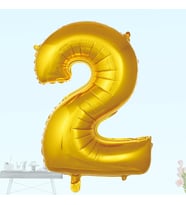 2 Yaş Rakam Folyo Balon, 100 cm - Altın (STD)