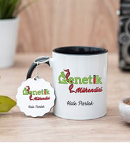 Genetik Mühendisi Siyah Kupa Bardak Ve Anahtarlık Set