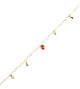 925 Ayar Gümüş Garnet Taşlı Minik Sonsuzluk Modeli Halhal (Sarı)
