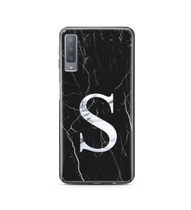 Samsung A7 (2017) Siyah Mermer Harf Tasarımlı Telefon Kılıfı S-Harfi 