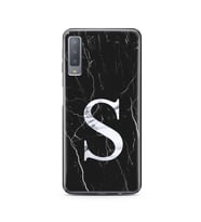 Samsung A7 (2017) Siyah Mermer Harf Tasarımlı Telefon Kılıfı S-Harfi 