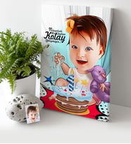 BK Gift Kişiye Özel Bebek Doğum Günü Karikatür Kanvas Tablo 30x50cm 2