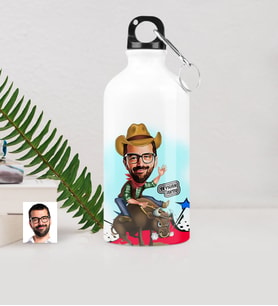 BK Gift Kişiye Özel Bay Rodeocu Karikatürlü Metal Suluk 500 Ml