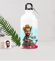 BK Gift Kişiye Özel Bay Rodeocu Karikatürlü Metal Suluk 500 Ml