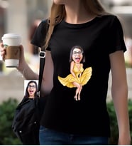 BK Gift Kişiye Özel Marilyn Monroe Karikatürlü Siyah T-Shirt