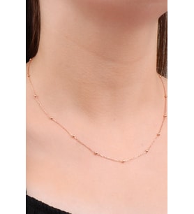 60 cm Rose Pembe Renk Toplu Gümüş Kolye Zincir wsn229p