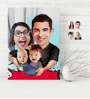 BK Gift Kişiye Özel Aile Karikatür Kanvas Tablo 30x50cm  4