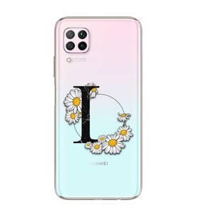Papatya Harf Tasarım Süper Şeffaf Silikon Telefon Kılıfı Huawei P40 Lite L-Harfi