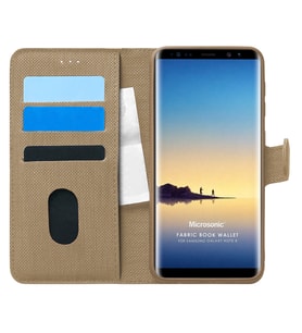 Microsonic Samsung Galaxy Note 8 Kılıf Fabric Book Wallet Gold
