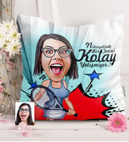 BK Gift Kişiye Özel Bayan Tenis Oyuncusu Karikatürlü  Yastık  1