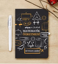 BK Gift Kişiye Özel Matematik Öğretmeni Beyaz Defter ve Kalem Hediye Seti-10