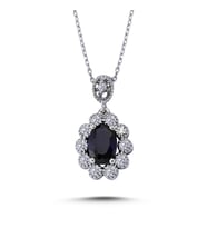 Lova Pırlantalı Oval Safir Anturaj Kolye - 2070014