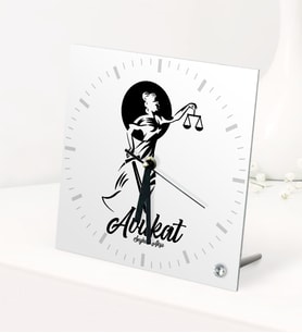BK Gift Kişiye Özel Avukat Temalı Masaüstü Kare Cam Saat - 15 (Beyaz)