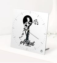 BK Gift Kişiye Özel Avukat Temalı Masaüstü Kare Cam Saat - 15 (Beyaz)