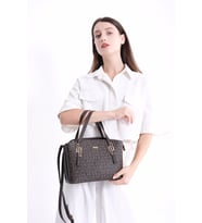 Just Polo Kahverengi Kadın Desenli 3 Bölmeli Omuz Çantası