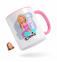 BK Gift Kişiye Özel Kadın Doğum Günü Karikatürlü Pembe Kupa Bardak-2