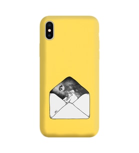 Iphone Xs Mektup Tasarımlı Sarı Lansman Telefon Kılıfı