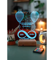 Sevgiliye Hediye 3D Sonsuzluk 2 Kalp Masaüstü Led Lamba