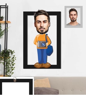 Kişiye Özel Fotoğrafçı Karikatürlü 3D Ahşap Tablo 30x47 Bay-1