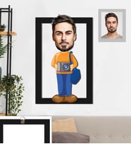 Kişiye Özel Fotoğrafçı Karikatürlü 3D Ahşap Tablo 30x47 Bay-1