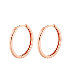 Roze Rengi 21 mm Taşsız Halka Gümüş Küpe