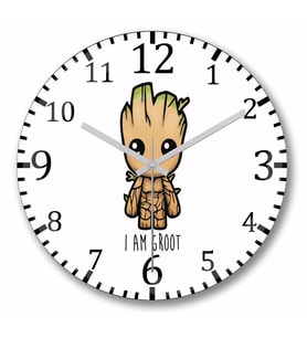 I Am Groot Duvar Saati Bombeli Gercek Cam