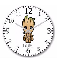 I Am Groot Duvar Saati Bombeli Gercek Cam