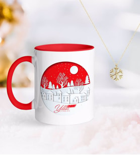 BK Gift Kişiye Özel Yılbaşı Mutlu Yıllar Kırmızı Kupa ve Kar Tanesi Kolye-24 (Model 1)