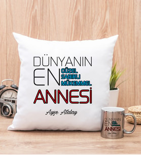 Dünyanın En İyi Annesi Yastık ve Silver Kupa Bardak