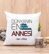 Dünyanın En İyi Annesi Yastık ve Silver Kupa Bardak