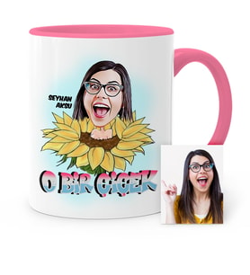 BK Gift Kişiye Özel Kadınlar Günü Temalı Karikatür Pembe Kupa Bardak  1